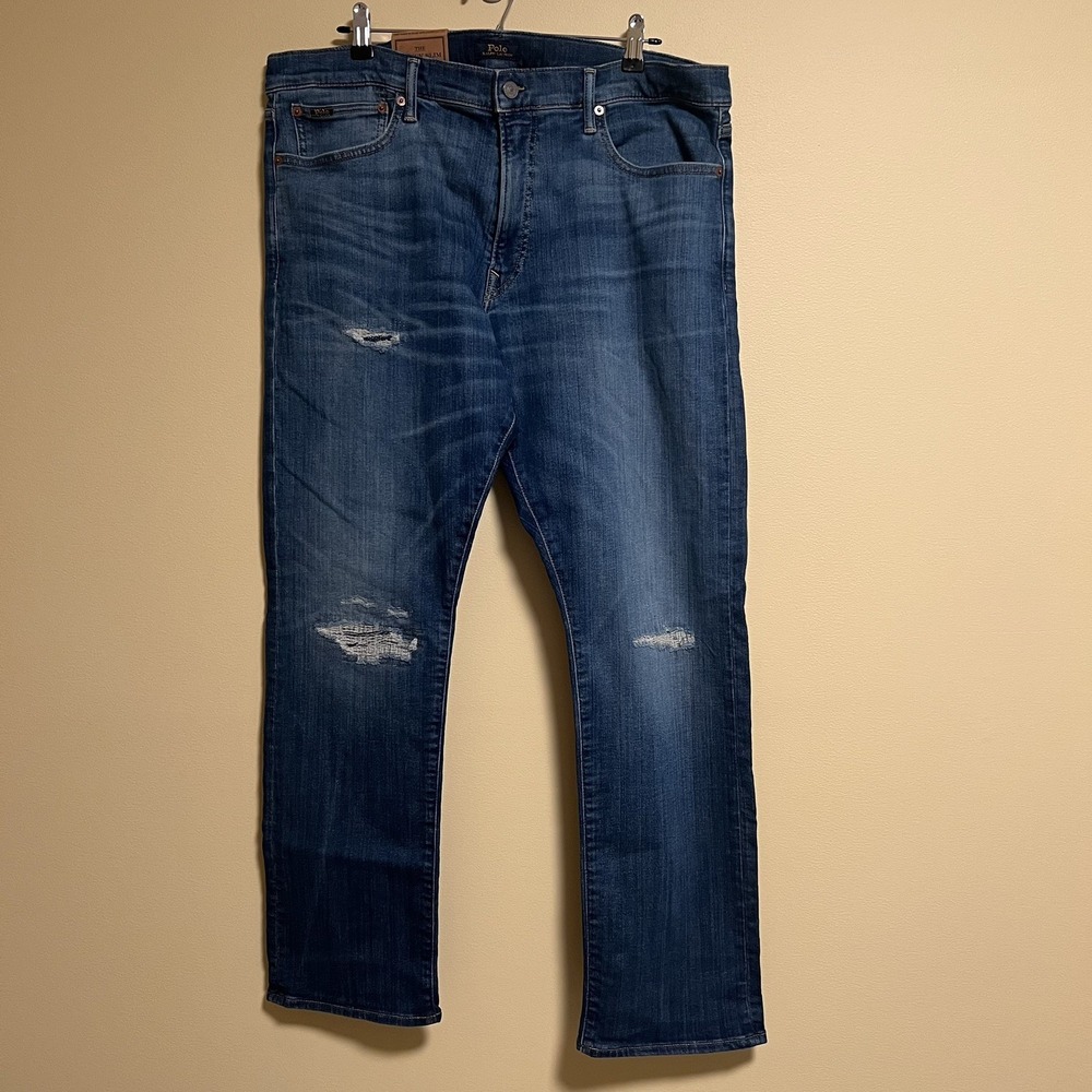 Polo Ralph Lauren Jeans Men's The Varick Slim Straight 38x32 Distress Patchwork